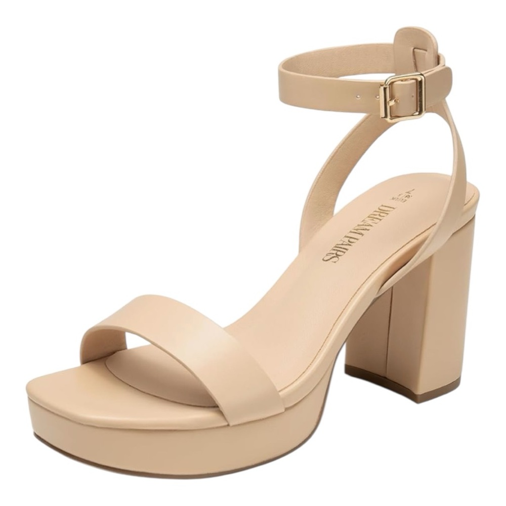 Dream Pairs Women's Nude Ankle Strap Platform Sandals